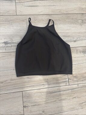 DSG Black Ribbed Halter Crop Top